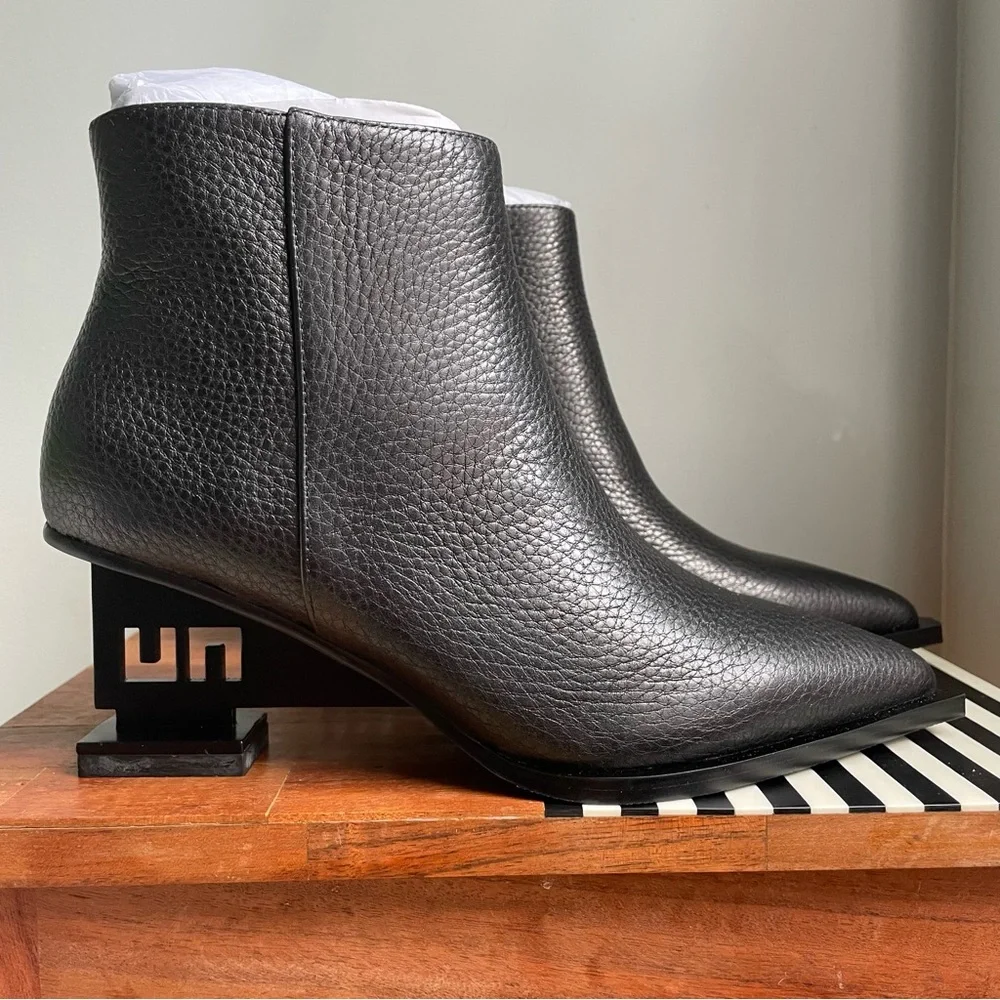 UNITED NUDE Brand New UN Bootie MD Black Cutout Wedge Heel Nappa Leather NIB